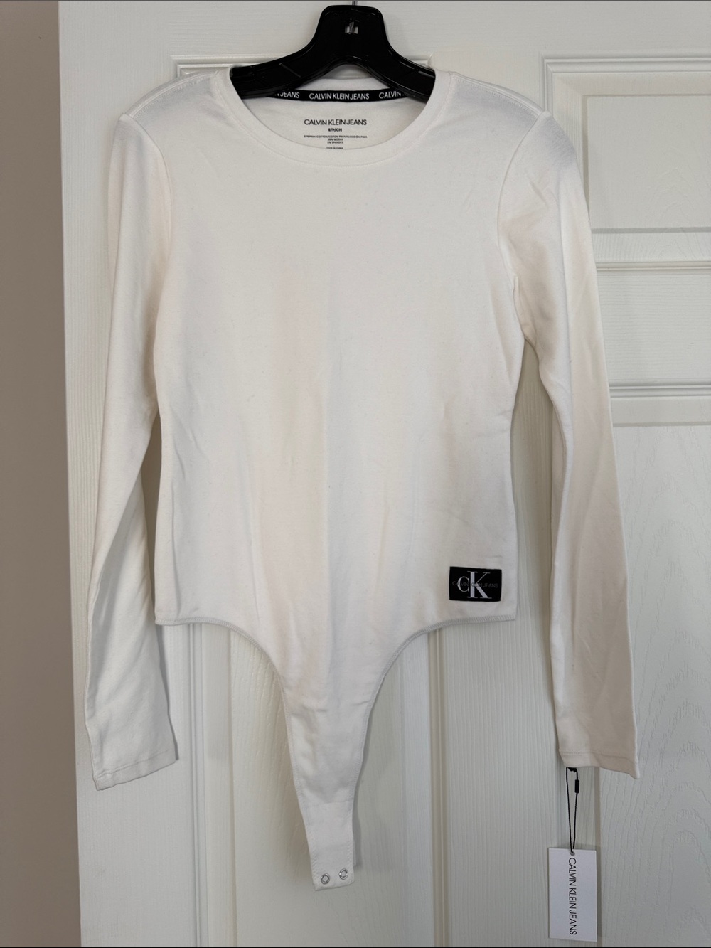 Calvin Klein White Long-Sleeve bodysuit size S - Picture 2 of 7
